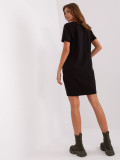 Rochie basic neagră cu mânecă scurtă