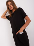 Rochie basic neagră cu mânecă scurtă