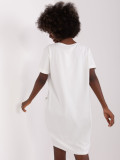 Rochie basic ecru din bumbac până la genunchi