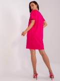 Rochie basic roz cu mână scurtă