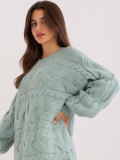 Rochie tricotată mentol cu împletituri