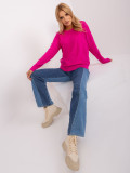 Pulover clasic fucsia cu manșete