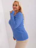 Pulover albastru ajustat plus size