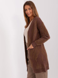 Cardigan maro pentru femei cu buzunare