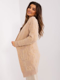 Cardigan bej cu buzunare