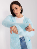 Cardigan albastru deschis cu manșete elastice