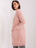 Cardigan roz deschis cu buzunare