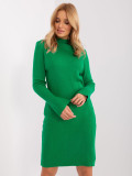 Rochie midi tricotată verde cu mâneci clopot
