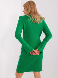 Rochie midi tricotată verde cu mâneci clopot