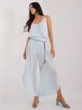 Pantaloni eleganți albaștri cu talie înaltă