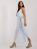 Pantaloni eleganți albaștri cu talie înaltă
