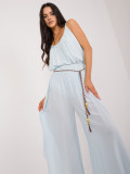 Pantaloni eleganți albaștri cu talie înaltă
