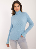 Pulover albastru deschis cu guler