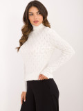 Pulover elegant ecru cu guler