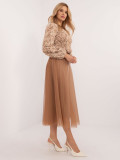 Fustă midi din tull în culoarea camel