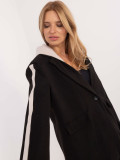 Sacou elegant negru cu glugă detașabilă