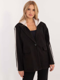 Sacou elegant negru cu glugă detașabilă