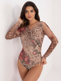 Body elegant cu mâneci lungi în culoare bej