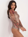 Body elegant cu mâneci lungi în culoare bej