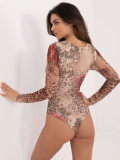Body elegant cu mâneci lungi în culoare bej