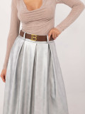 Fustă midi elegantă argintie
