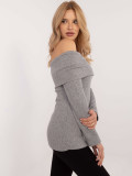 Pulover elegant gri cu mâneci lungi