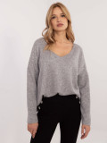 Pulover elegant gri cu aplicație