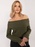 Pulover elegant khaki cu mâneci lungi