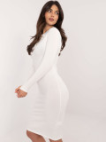 Rochie elegantă ecru cu mâneci lungi