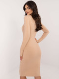 Rochie elegantă maro cu mâneci lungi