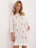 Rochie elegantă ecru cu model floral