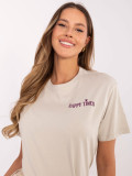 Tricou bej cu inscripție