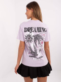 Tricou violet stilat cu imprimeu