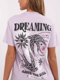 Tricou violet stilat cu imprimeu
