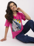 Tricou stilat cu mânecă scurtă în roz închis