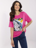 Tricou stilat cu mânecă scurtă în roz închis