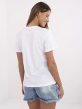 Tricou alb cu mânecă scurtă și broderie