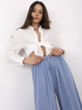 Pantaloni stilati albaștri cu talie înaltă