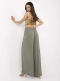 Pantaloni khaki stilati cu talie înaltă