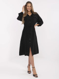 Rochie midi neagră elegantă cu mâneci lungi