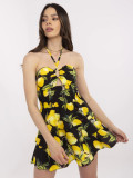 Rochie neagră de vară cu imprimeu