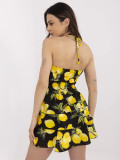 Rochie neagră de vară cu imprimeu