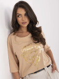 Bluză elegantă în culoarea camel