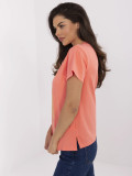 Tricou portocaliu stilat cu aplicație