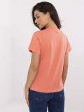 Tricou portocaliu stilat cu aplicație