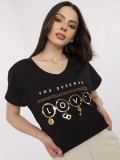 Tricou negru elegant cu mânecă scurtă
