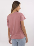 Tricou stilat cu aplicație în roz închis