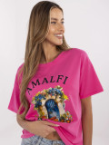 Tricou stilat cu mânecă scurtă în roz închis