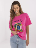 Tricou stilat cu mânecă scurtă în roz închis