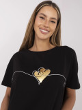 Tricou negru stilat cu mânecă scurtă